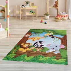 Kaymaz Taban Yıkanabilir Sevimli Hayvanlar Desenli Cocuk Halisi