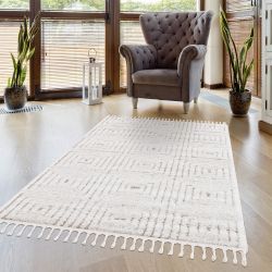 Pasha Home Püsküllü Shagy Kabartmali Geometrik Desen Hali