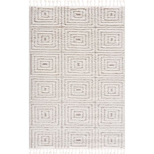 Pasha Home Püsküllü Shagy Kabartmali Geometrik Desen Hali