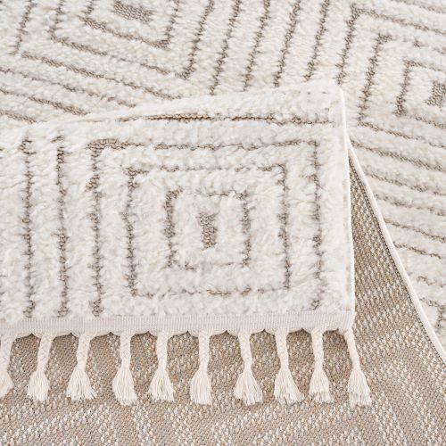 Pasha Home Püsküllü Shagy Kabartmali Geometrik Desen Hali