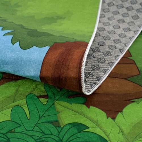 Kaymaz Taban Yıkanabilir Sevimli Hayvanlar Desenli Cocuk Halisi