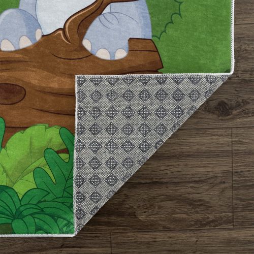 Kaymaz Taban Yıkanabilir Sevimli Hayvanlar Desenli Cocuk Halisi